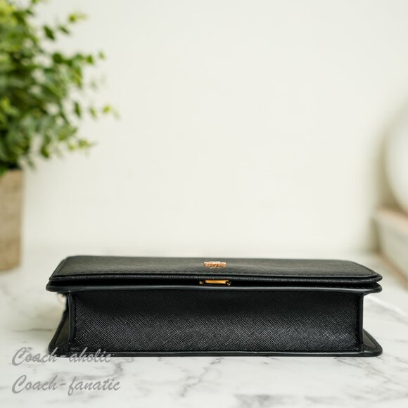 Tory Burch Emerson Black Saffiano Mini Crossbody Purse Bag Clutch NWT - Picture 7 of 9